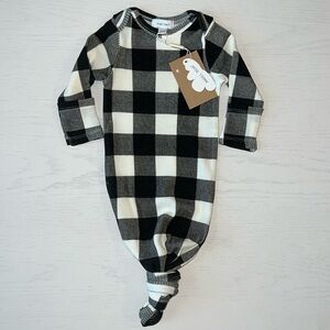 🎃 Angel Dear Baby Knotted Gown Buffalo Check Thermal Bamboo Cotton 0-3 months
